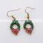 Christmas fashion cute metal gold plated tree shape chirstmas earrings