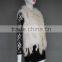 Western 2016 New Fashion Knitting Vest Rabbit Fur Tassel Shawl With Fur Collar