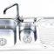 Gourmet Double Bowl Top Mount Stainless Steel Kitchen Sink w/ Drainboard B7