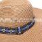 ladies hotsale plain beach sun wide brim floppy paper straw hats