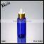 cosmetic 60ml blue pet screen printing fragrance perfumr bresd oil essential oil long thin tip plastic dropper bottle