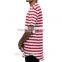 2017 new style summer custom striped t-shirt with curved hem