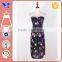 Heritage flower pattern bandeau top bodycon waist maxi woven tube dress