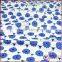 Blue embroidered floral hollow out cotton lace fabric, embroidery design fabric