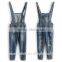 autumn new style high quality washed damaged bib pants customized