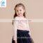 2017 Spring Girls High Neck t Shirt With Lace Long Sleeve Kids Clothing Designs For Girl