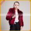2017 new arrive korea fashion red bomber jacket with fox fur