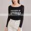 2017 Autumn Latest Style Women Slim Fit Long Sleeve Cotton New Design Printing T-Shirt
