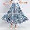 T-SK517 Cheap Wholesale Womens Summer Flare Long Printed Chiffon Skirt