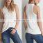 MIKA72109 Summer Sleeveless Ribbed Henley neck Top Lady Plain Tank Tops Plus Size