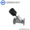 ss304 flange end pneumatic angle seat valve for steam