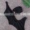 2019 Black One Shoulder Sexy One Piece Swimsuit Women Push Up Swimwear Solid Summer BeachWear High Cut Bathing Monokini Bodysuit