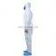 Disposable Protective Clothing with Hood PP Suit Elastic Cuffs Front Zipper Closure