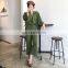 Women Fashion Plain V-neck Bat Sleeve Wool Blend Knit Loose Sweater Casual Pants Suit