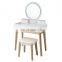 Makeup Table and Cushioned Stool Set for Women Girls