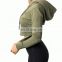 High Evaluation Lovely Girls Long Sleeve Sexy Sports Crop Tops Casual Soft Frenulum Running Hoodies