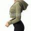 Private Label Ladies Cotton Sportswear Oversized Custom Cut Hem Cropped Women Crewneck Sweatshirt