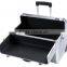OEM Pro Rolling Jewelry Makeup Case w, Aluminum Cosmetic Box,Silver Aluminum Makeup Artist train case,Beauty Travel trolley case