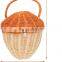 Hot Sale Rattan Woven Basket with Handle Acorn Shape Handbag Wall Hanging Basket Bag Kids Toys Wholesale Supplier