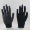 Black Polyester Knitted Black PU Palm Coated Safety Work Gloves Anti-static Comfortable Wearing Breathable
