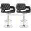Modern swivel black leather dining chair bar stool with armrest