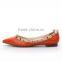 Orange ballet flats shoe woman genuine leather shoes with rivets latest pictures of shoes