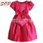 2016 little girl vintage elegant design fushia bowknot girls puffy frock dresses