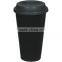 Double Wall Ceramic Tumbler With Lid(11 Oz., Black)