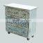 INDIAN WOOD WHITE FINISH CARVED DRAWER CHEST