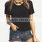 SheIn Fashion Summer Girls Laides New Design Plain Black T Shirt