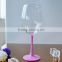 Crystal high quality 16oz wine glass cup with pink long stem from Bengbu Cattelan Glassware Factory