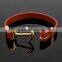  Express Wholesale Stainless Steel Anchor Genuine Leather Bracelet