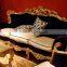 French Style Purple Fabric Living Room Sofa Set/ Luxury Classic Gold Leaf Wooden Carving Sofa