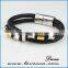 Stainless Steel & Leather Mens Bracelet , Braided Genuine Leather Bracelet Men Stainless Steel