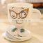 promotional gift navy ceramic water tea milk coffee cup mug with handle and lid