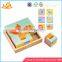 Wholesale new product kids wooden cube jigsaw toy animals pattern wooden cube jigsaw toy W14F022