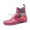 unique decoration shiny Red black navy chelsea rain boot women