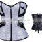 2017 new Gothic Corset Leather front zip back bandage golden corset