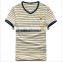 100% Cotton Custom Wholesale Striped Vneck T-shirt Softtextile for Men