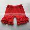 Hot sale baby kids summer clothes ruffle shorts children wear cotton knitted yellow solid color short pants