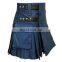 Ladies / Girl Navy Blue Fashion Kilt Adjustable with Leather Straps