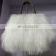 High fashion avocado green grey white long hair Mongolian lamb fur bag Women handbags