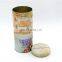 Cylinder metal food tin can with stackable empty tin can