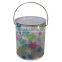 clear PVC plastic bucket with tin lid