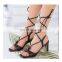 Beautiful fashion women heels sandals shoes ladies latest lace up design block heel shoe