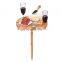 Outdoor Wine Picnic Table for Camping Beach Dining Use Low Portable Table, Bamboo with Cutlery Set