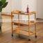 Removable Tray Storage Cart Bamboo Movable Kitchen Dinning Cart With Lockable Casters Wheels Bamboo Kitchen Trolley