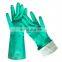 15 Mil Custom Printed Heavy Long Cuff Green Flock Lined Nitrile Gloves Chemical Industrial Acid Alkali Resistant Gloves