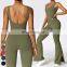 Women Clothing Sexy Open Flare Big U Back Bodysuit Custom Sports Jumpsuits Gym Fitness Bodysuit Women One Piece Yoga Jumpsuit
