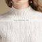 Oversized Women White Color Half Turtleneck Cable Knit Italian Cashmere Sweater